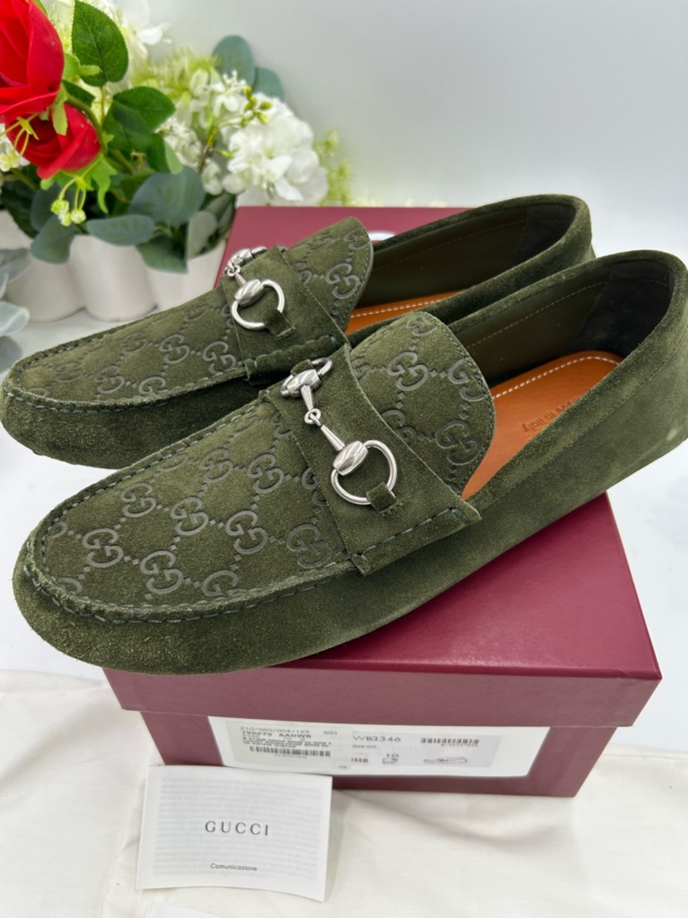 Men's Gucci JORDY GUCCISSIMA suede loafers size 10 fits 10.5 US made in Italy - Picture 4 of 10